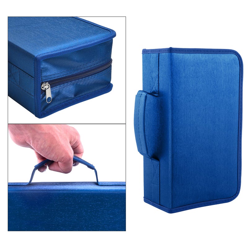 Siveit DVD Case, 128 Capacity CD/DVD Case Wallet Binder Storage Holder Booklet for Car Home Office and Travel (White binder, Blue) - Image 5